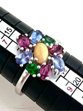 Opal Tanzanite Russian Emerald Amethyst 14KGP Ring